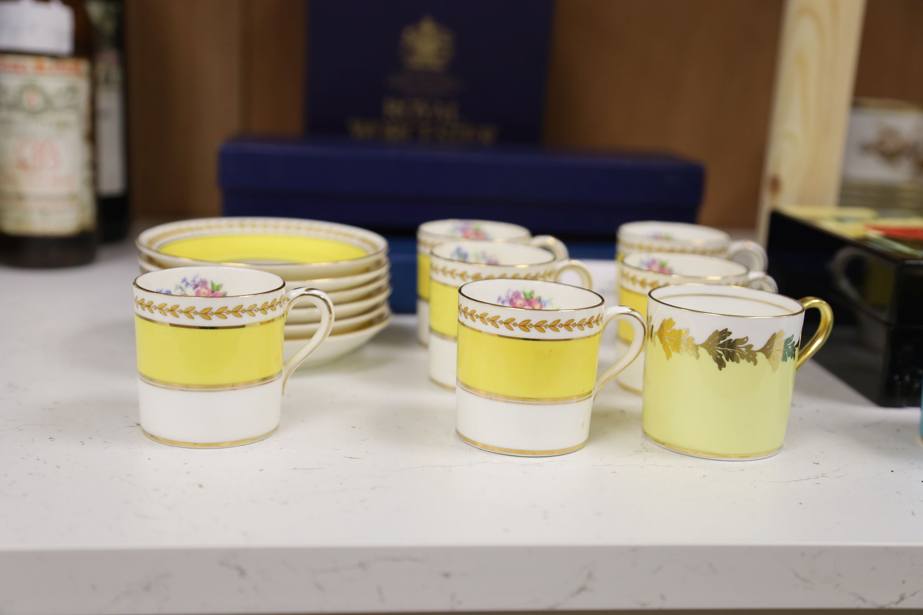 A group of mixed ceramics, including a Wedgwood white-glazed strawberry set,